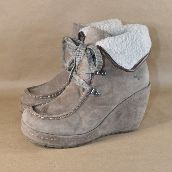 * ROCKET DOG Suede Fold-Over Wedge Ankle Boot 10 - Picture 1 of 14